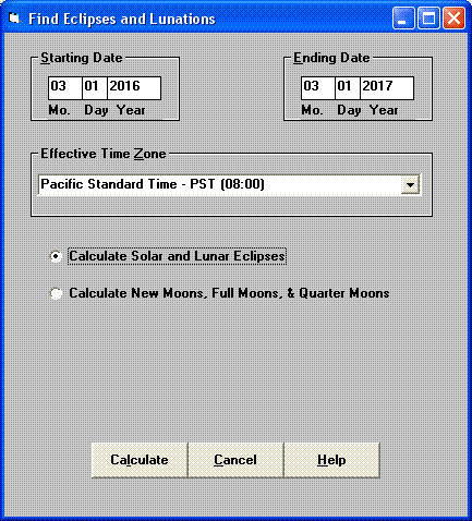 Calculate Eclipses and Lunations