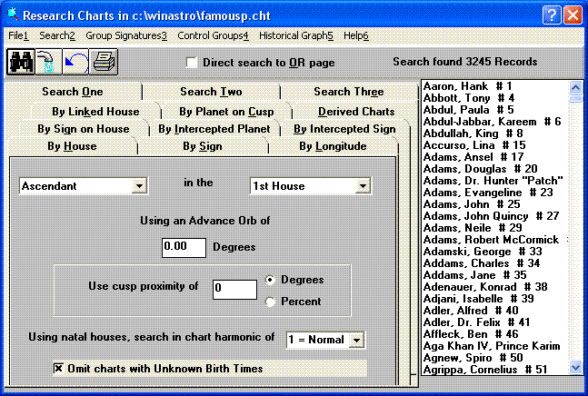 Eliminate unknown birth time charts