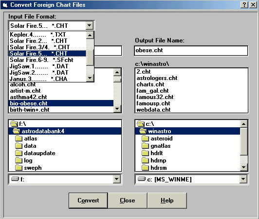 Import Charts from Solar Fire
